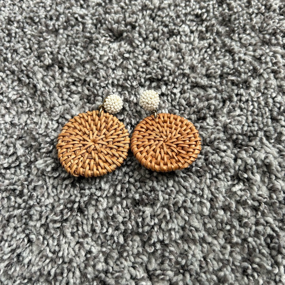 J. Crew Factory Woven Tan and Cream Earrings